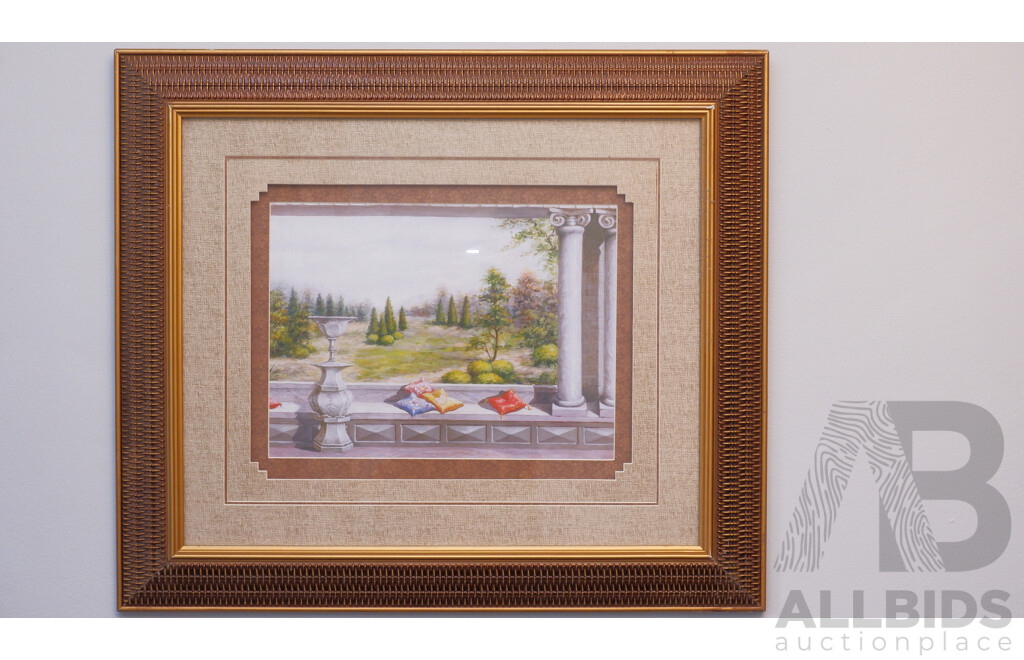 Pair of Fancy Gilt Framed Colour Lithographs (65x74cm) Framed