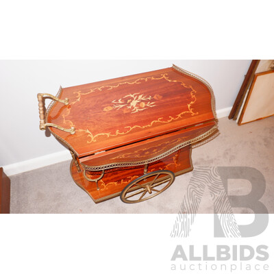 Retro Inlaid Walnut and Brass Traymobile