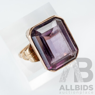 8ct Vintage Amethyst Cocktail Ring, Size N, 9.36 Grams