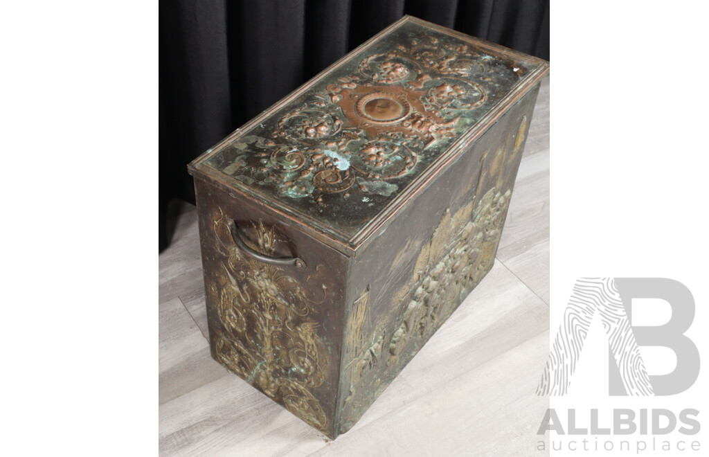Victorian Pressed Tin Coal Box