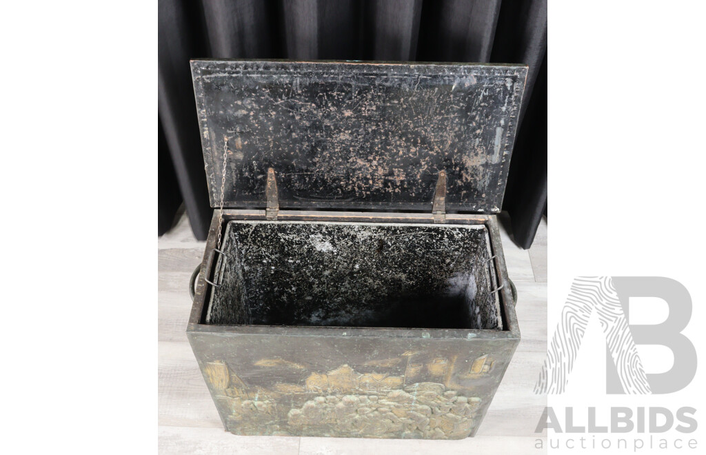 Victorian Pressed Tin Coal Box
