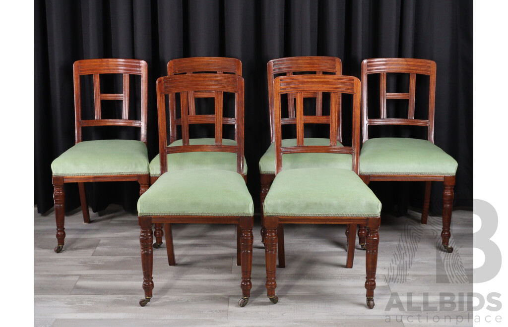 Set of Six Edwardian Oak Dining Chairs