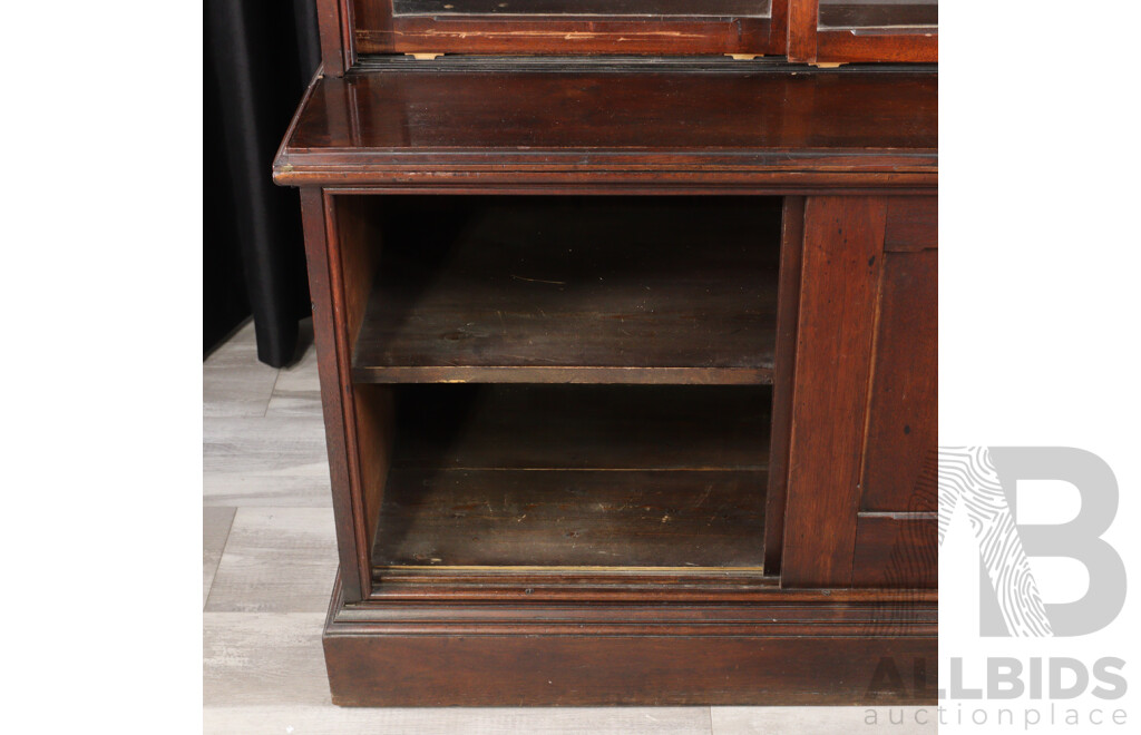 Two Piece Mahogany Bookcase