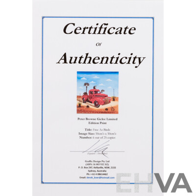 Peter Browne, (20th Century, Australian, 1947-), Free as Birds, Giclee Limited Edition Print, Hand Signed, 65 x 65 cm (frame)