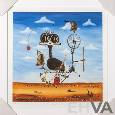 Peter Browne, (20th Century, Australian, 1947-), Life Cycle of an Emu, Giclee Limited Edition Print, Hand Signed, 65 x 65 cm (frame)