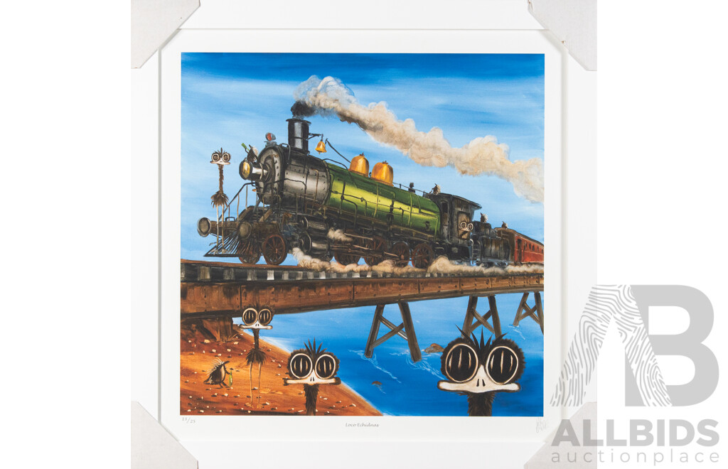 Peter Browne, (20th Century, Australian, 1947-), Loco Echidnas, Giclee Limited Edition Print, Hand Signed, 65 x 65 cm (frame)