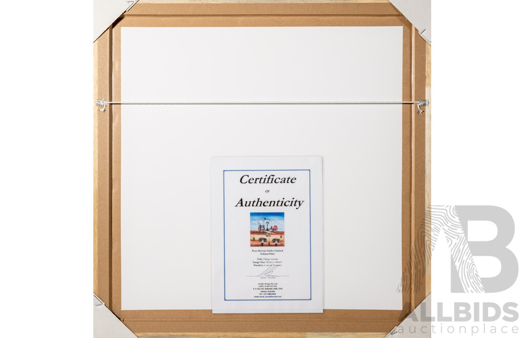 Peter Browne, (20th Century, Australian, 1947-), Flying Lessons, Giclee Limited Edition Print, Hand Signed, 65 x 65 cm (frame)