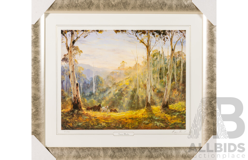 Kevin Best OAM, (20th Century, Australian, 1932-2012), Sunrise Meadow, Signed and Editioned Print of Original Oil, 58 x 67 cm (frame)