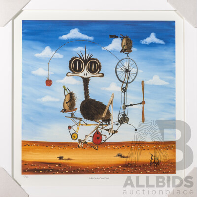 Peter Browne, (20th Century, Australian, 1947-), Life Cycle of an Emu, Giclee Limited Edition Print, Hand Signed, 65 x 65 cm (frame)