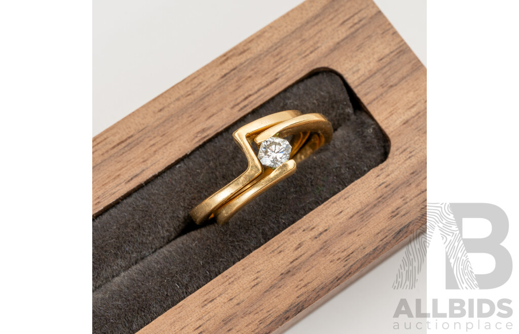 18ct Yellow Gold Diamond Solitaire Engagement & Wedding Ring Set, 0.30ct, Size I, 5.82 Grams