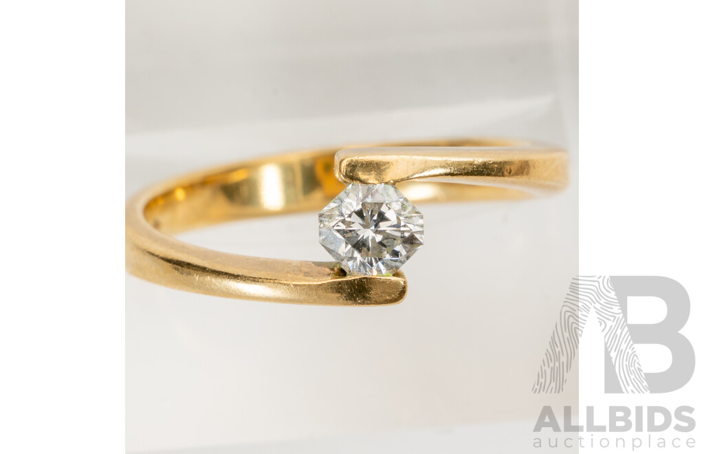 18ct Yellow Gold Diamond Solitaire Engagement & Wedding Ring Set, 0.30ct, Size I, 5.82 Grams