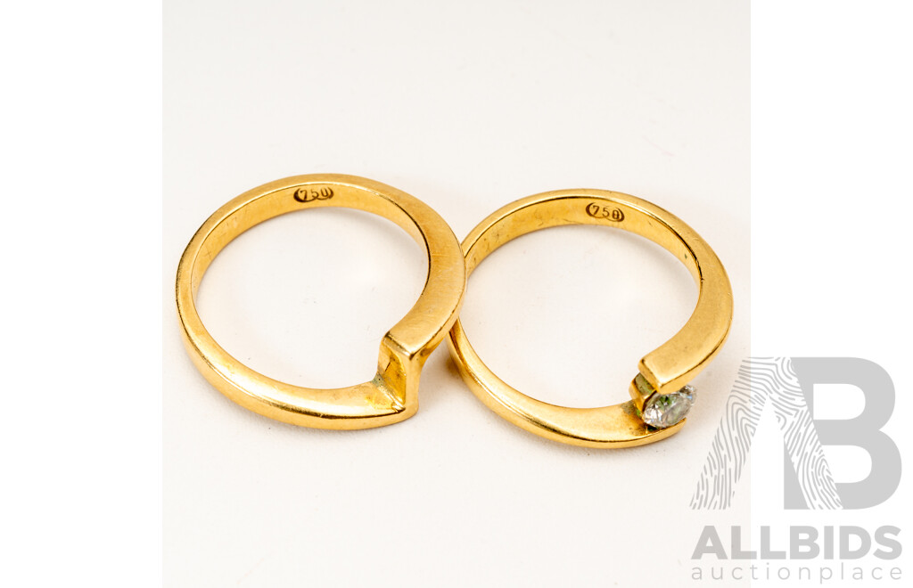 18ct Yellow Gold Diamond Solitaire Engagement & Wedding Ring Set, 0.30ct, Size I, 5.82 Grams