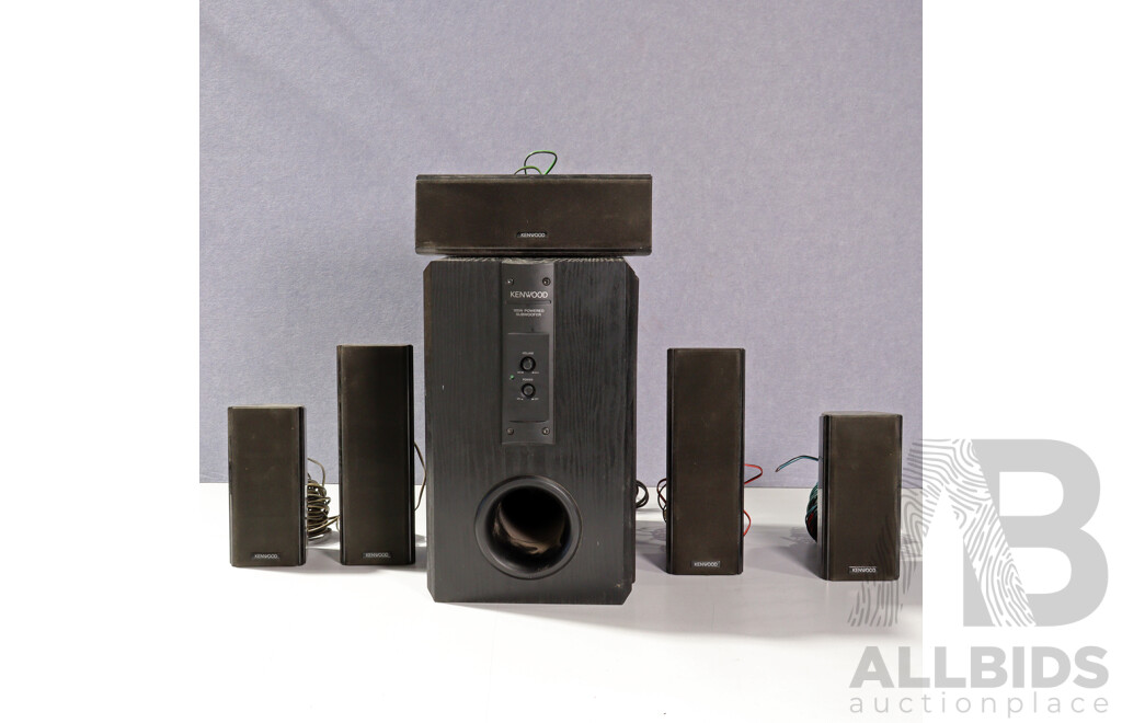 Vintage Kenwood Powered Subwoofer System SW40HT with Set Four KS 2200 Satellite Speakers