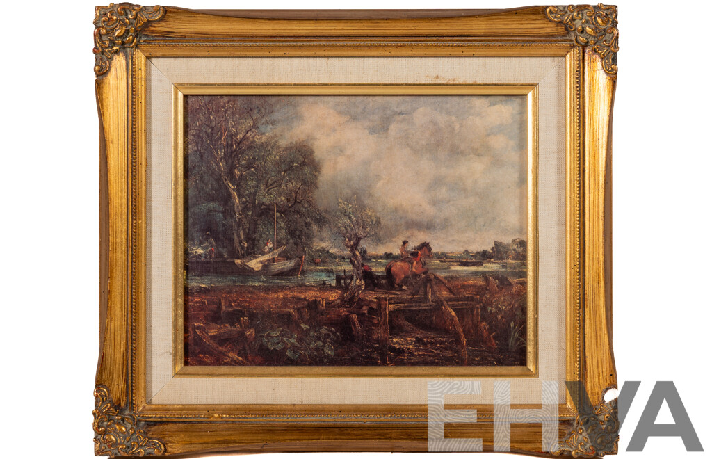 John Constable (British, 1776-1837), Leaping Horse, Lovely Reproduction Colour Print After Original Oil, 32 x 36 cm (frame)
