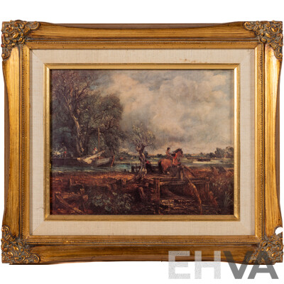 John Constable (British, 1776-1837), Leaping Horse, Lovely Reproduction Colour Print After Original Oil, 32 x 36 cm (frame)