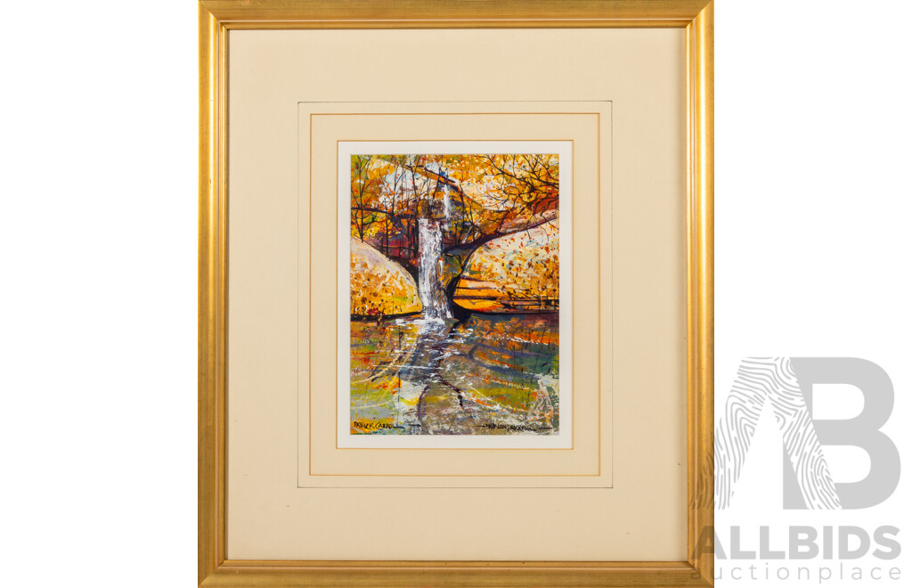 Patrick Carroll, (20th Century, Australian, 1949-), Megalong Rockpool (1986), Lovely Original Acrylic on Paper, 57 x 50 cm (frame)