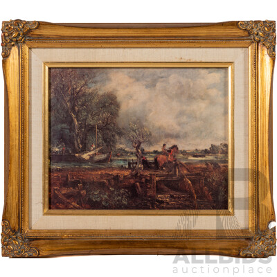 John Constable (British, 1776-1837), Leaping Horse, Lovely Reproduction Colour Print After Original Oil, 32 x 36 cm (frame)
