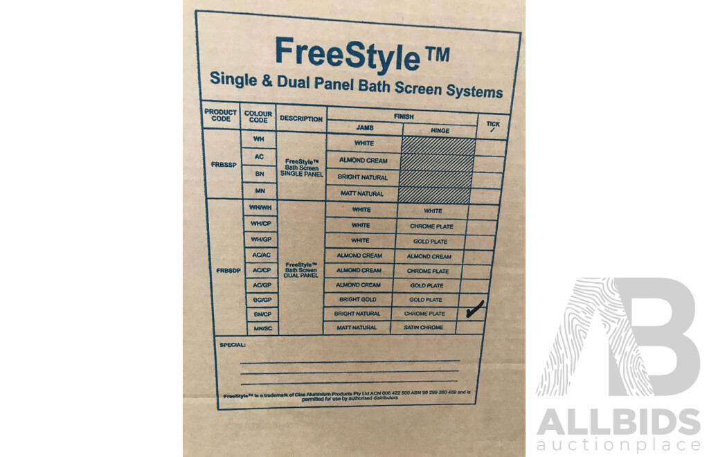 DIAS Aluminium FreeStyle Dual Panel Bath Screen - Brand New