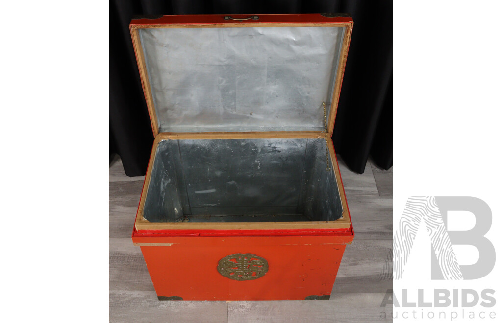 Vintage Japanese Lacquered Trunk