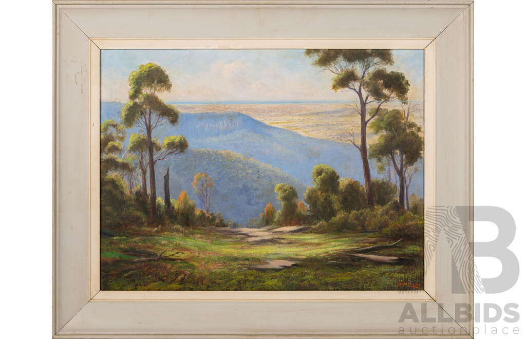Donald A. McBean, (20th Century, Australian, 1931-2021; Active 1950-60s), Wollongong From Mt. Kembla, Original Vintage Oil on Canvas Board, 61 x 77 cm (frame)
