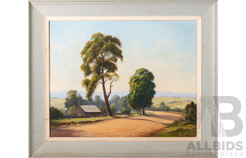 Donald A. McBean, (20th Century, Australian, 1931-2021; Active 1950-60s), the Bend in the Road, Original Vintage Oil on Canvas Board, 67 x 79 cm (frame)