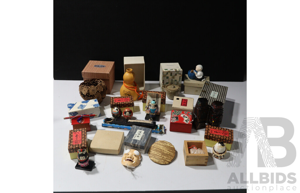 Collection Mostly Japanese Souvenir Ware Including Ceramics and More