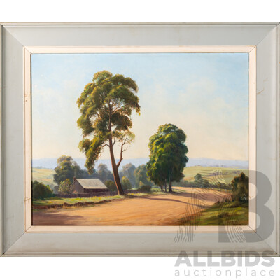 Donald A. McBean, (20th Century, Australian, 1931-2021; Active 1950-60s), the Bend in the Road, Original Vintage Oil on Canvas Board, 67 x 79 cm (frame)