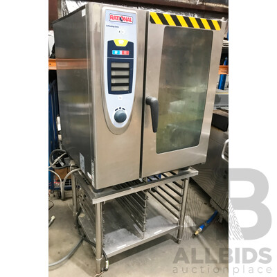 Rational SCC101 Combi Oven with 12 Slot Cooling Rack Stand