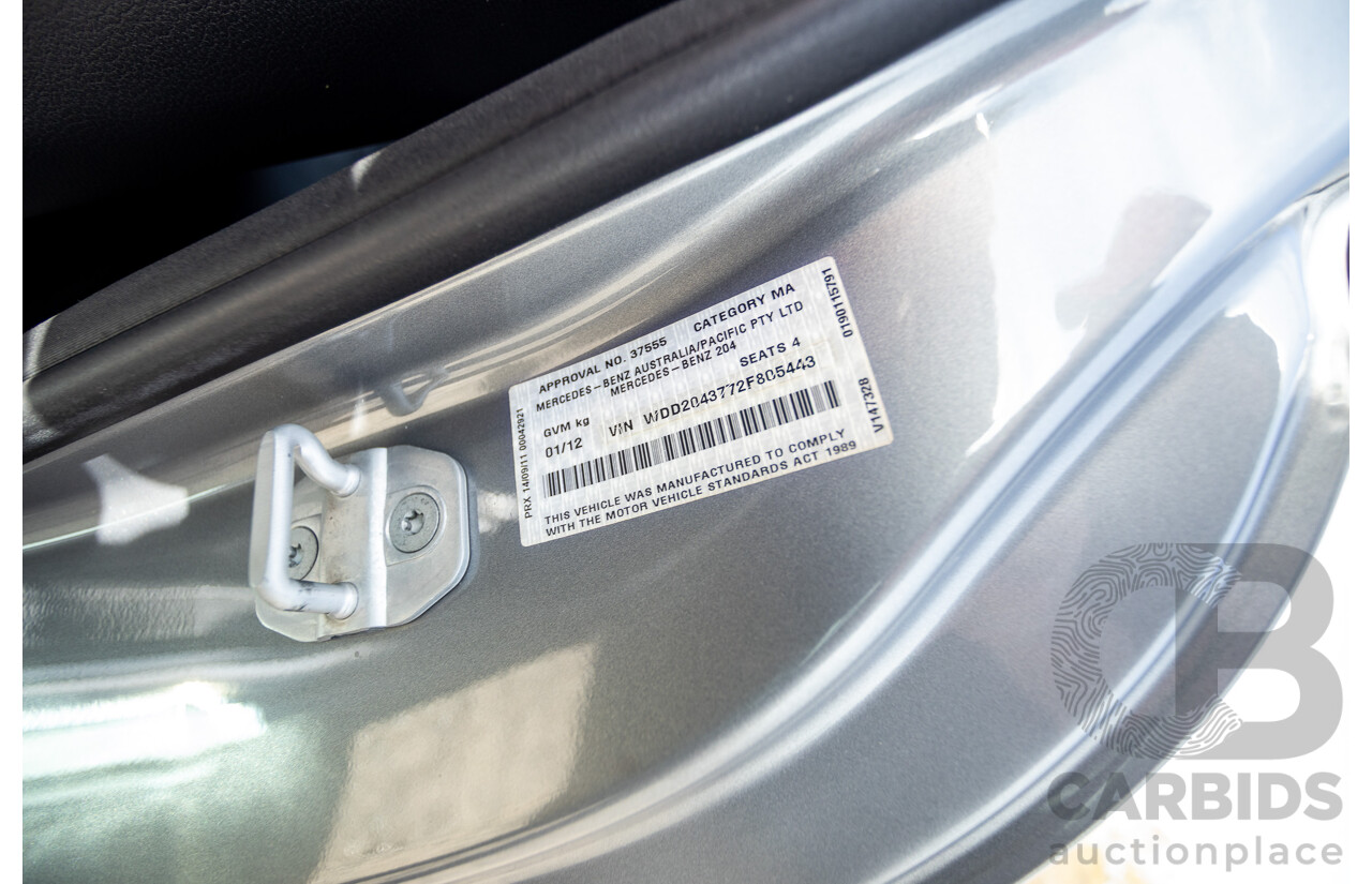 1/2012 Mercedes Benz C63 AMG Performance Package W204 MY12 2d Coupe Palladium Silver Metallic V8 6.3L