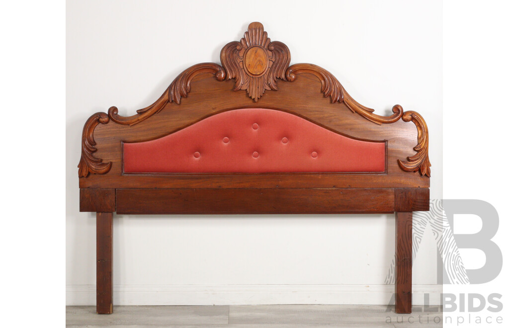 Edwardian Mahogany Bedhead with Upholstered Detail