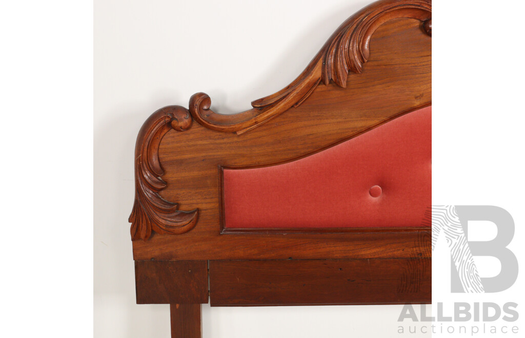 Edwardian Mahogany Bedhead with Upholstered Detail