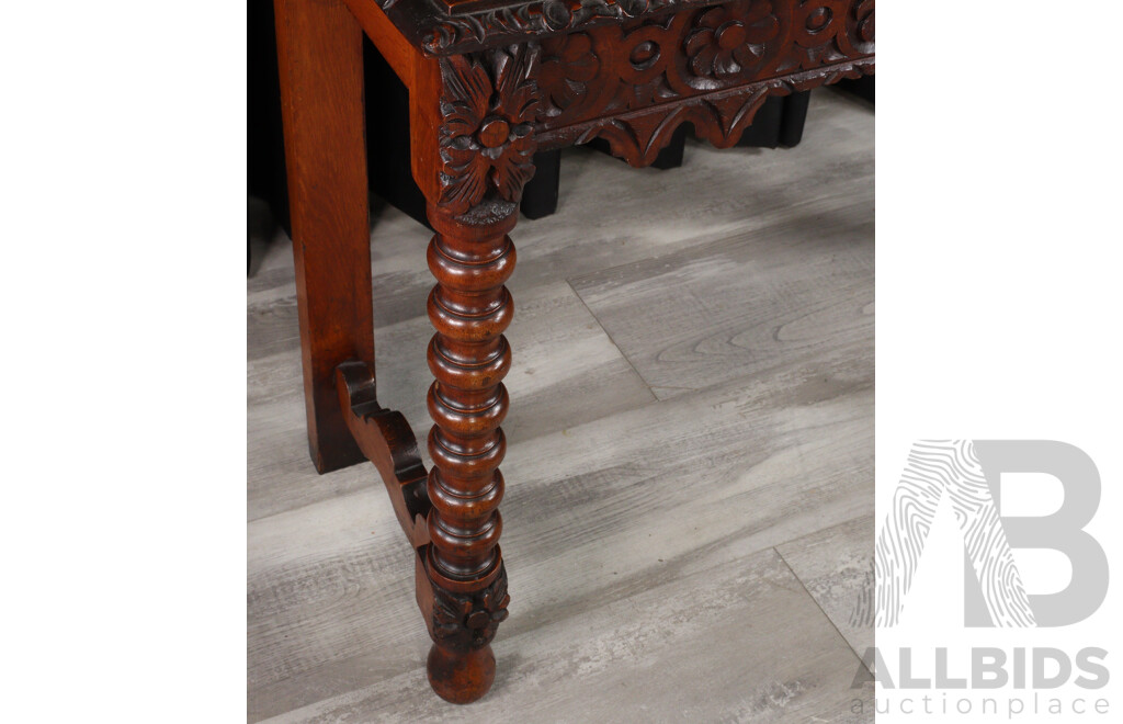 Oak Gothic Style Carved Console Table