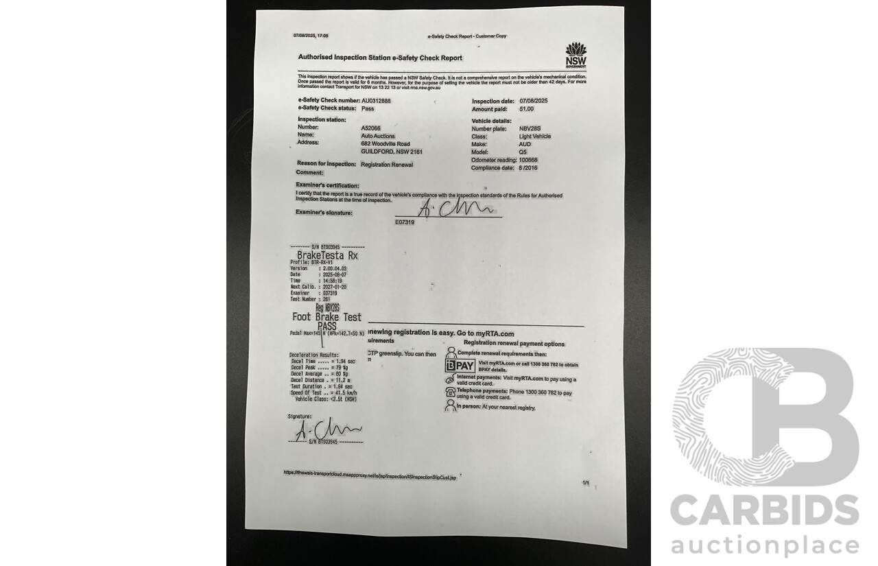 08/2016 Audi Q5 2.0 TDI Quattro (AWD) 8R MY17 4d Wagon Mythos Black Metallic Turbo Diesel 2.0L