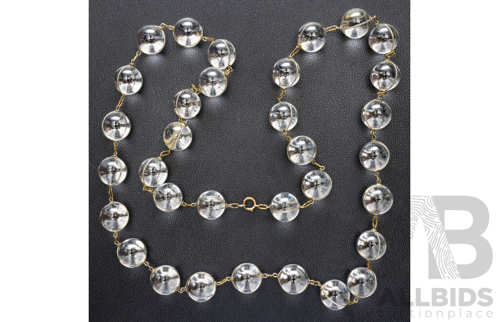 'Pools of Light' Vintage Crystal Beaded Necklace with Silver Wire & Links, 80cm Long