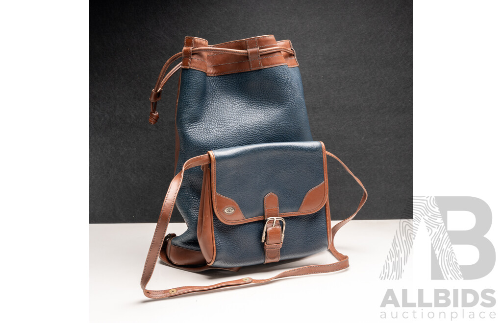 Gucci Vintage Pebble Leather Large Crossbody Drawstring Bag with Attached Handbag (1984)
