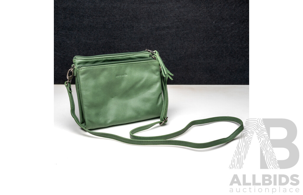 Pierre Cardin Vintage Green Leather Crossbody Bag
