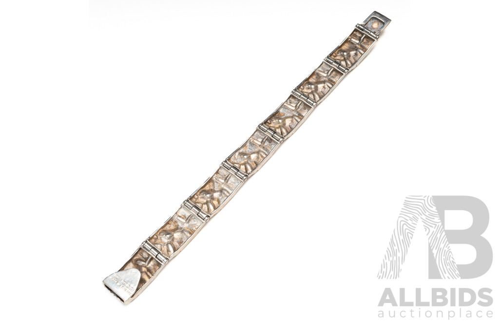 Sterling Silver Vintage Matti J Hyvarinen Finland “Sea in the Moonlight” Brutalist Bracelet, (1973), 18cm, 41.04 Grams