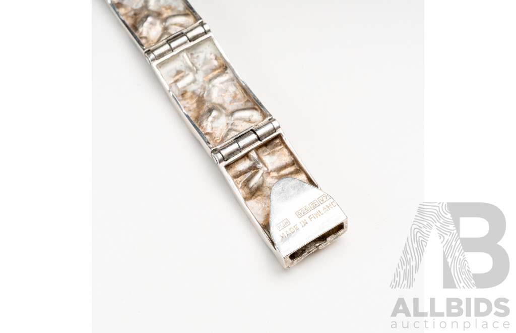 Sterling Silver Vintage Matti J Hyvarinen Finland “Sea in the Moonlight” Brutalist Bracelet, (1973), 18cm, 41.04 Grams