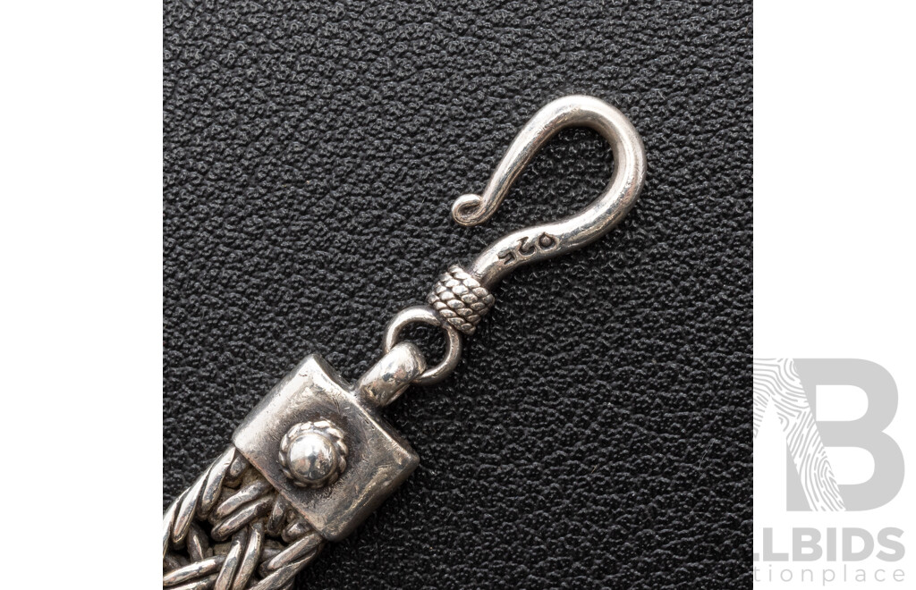 Sterling Silver Vintage Woven Plat Bracelet, 20.5cm, 29.22 Grams