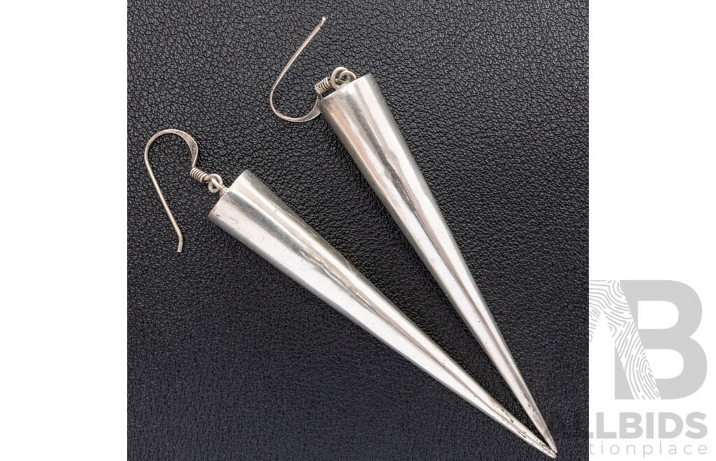 Sterling Silver Icicle Drop Earrings on Shepherds Hooks, 88mm, 8.16 Grams