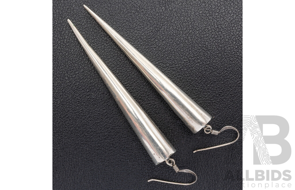 Sterling Silver Icicle Drop Earrings on Shepherds Hooks, 88mm, 8.16 Grams