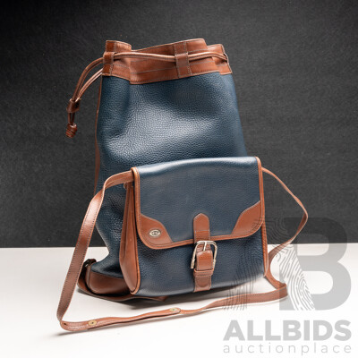 Gucci Vintage Pebble Leather Large Crossbody Drawstring Bag with Attached Handbag (1984)
