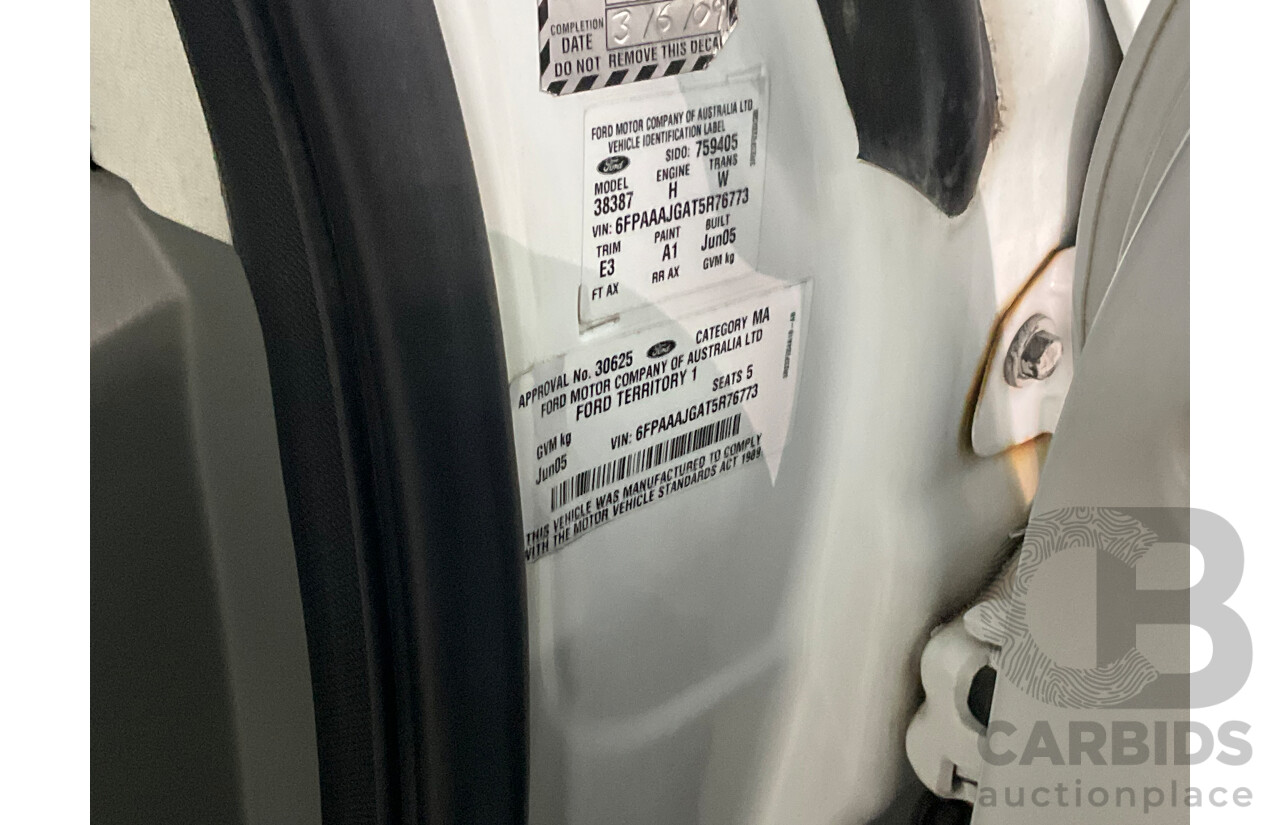 6/2005 Ford Territory Ghia (4x4) SX 4d Wagon Winter White 4.0L