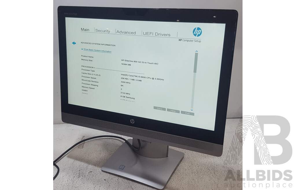 HP EliteOne 800 G2 Intel Core i5 (6600) 3.30GHz-3.90GHz 4-Core CPU 23-Inch Touchscreen All-in-One Computer
