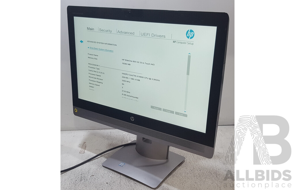HP EliteOne 800 G2 Intel Core i5 (6600) 3.30GHz-3.90GHz 4-Core CPU 23-Inch Touchscreen All-in-One Computer