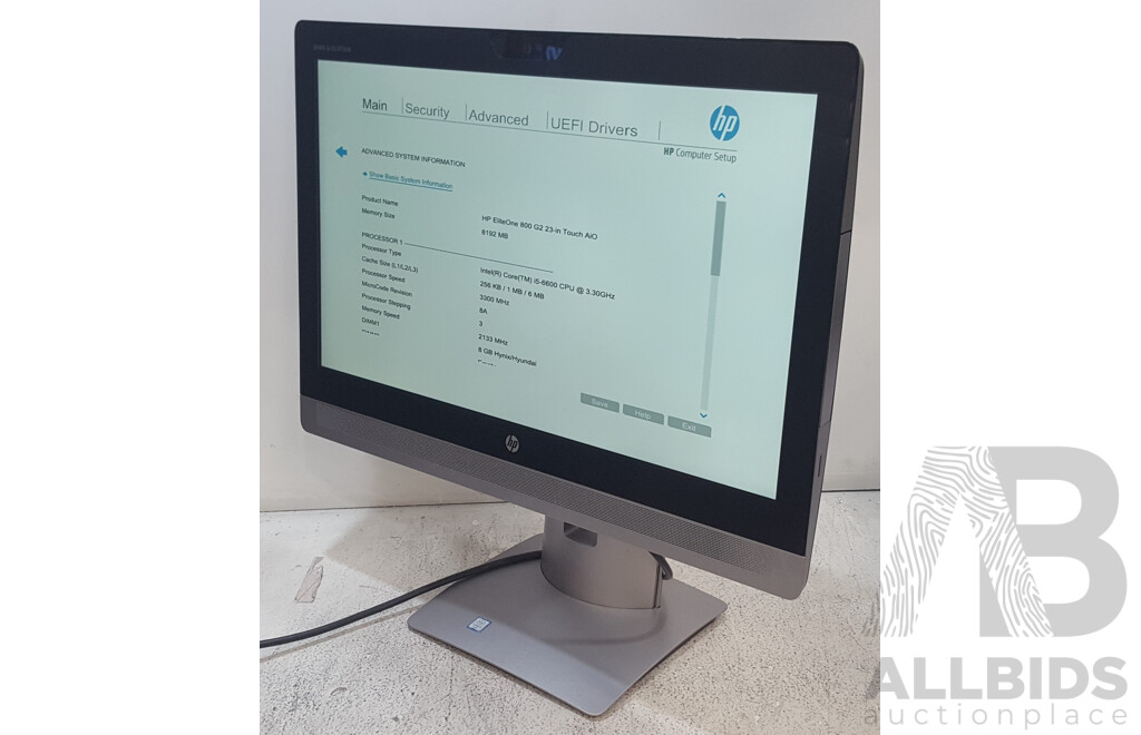 HP EliteOne 800 G2 Intel Core i5 (6600) 3.30GHz-3.90GHz 4-Core CPU 23-Inch Touchscreen All-in-One Computer