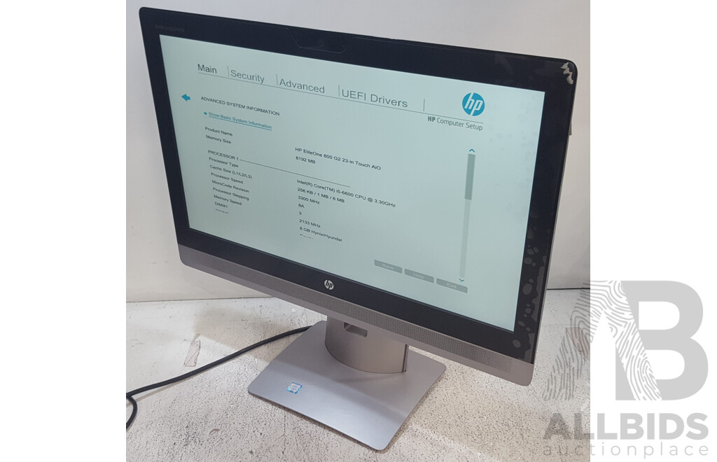 HP EliteOne 800 G2 Intel Core i5 (6600) 3.30GHz-3.90GHz 4-Core CPU 23-Inch Touchscreen All-in-One Computer