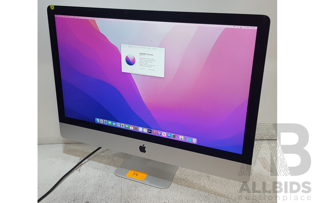 Apple (A1419) Intel Core i7 (6700K) 4.00GHz-4.20GHz 4-Core CPU 27-Inch Retina 5K iMac (Late-2015)