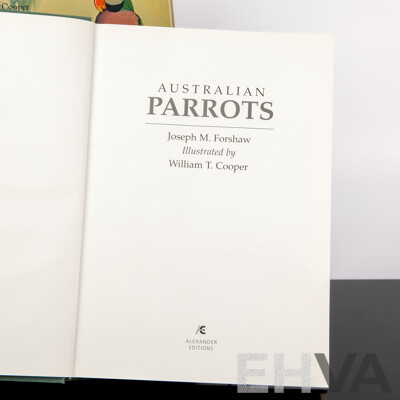 First Edition, Parrots of the World, J M Forshaw, William T Cooper, Lansdowne 1973, Cloth Bound Hardcover with Gilt Spine and Dust Jacket, Along with Australian Parrots, Same Contributors