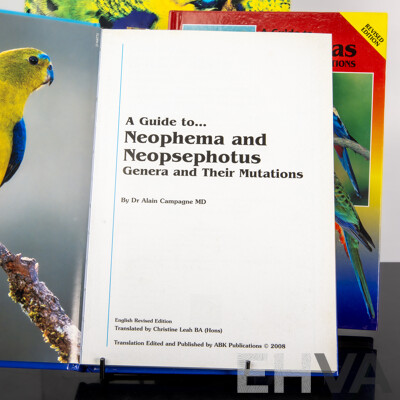 Collection Out of Print Books Regarding Parrots and Budgerigars Comprising the Budgerigar by Dr R Marshall & Three ABK Publications on Rosellas, Parrots, Neopsephotus & Neophema